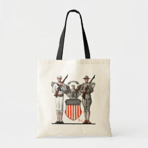 Tote Bag Soldat, marin et bouclier des États-Unis