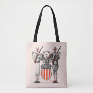 Tote Bag Soldat, marin et bouclier des États-Unis