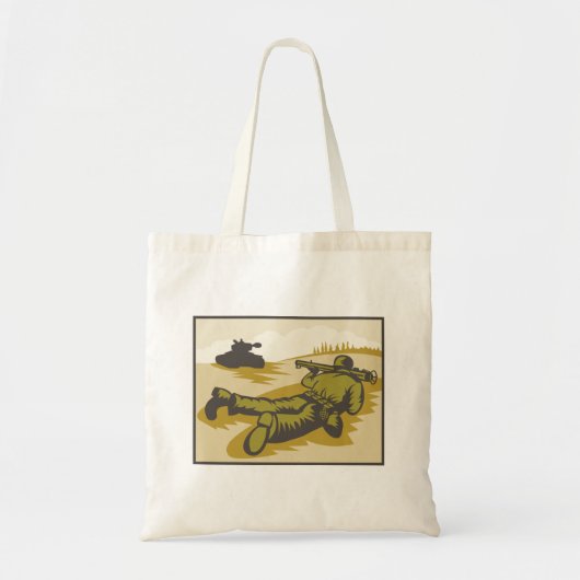 Tote Bag Soldat Rétro Et Char (Devant)