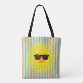 Tote Bag Soleil avec lunettes de soleil foncé sur les bande (Dos)