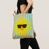 Tote Bag Soleil avec lunettes de soleil foncé sur les bande (De près)