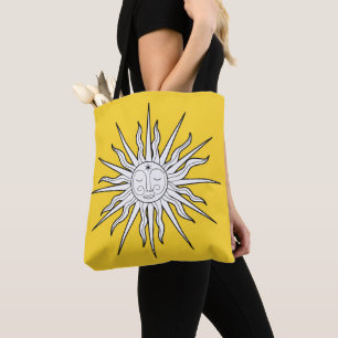 Tote Bag Soleil Céleste Astrologie Caprice Jaune et Blanc