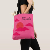 Tote Bag Soleil couchant orange : Fuchsia (De près)