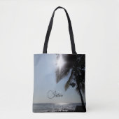 Tote Bag Soleil éclairé Palm Tree Océan Personnalisé (Devant)