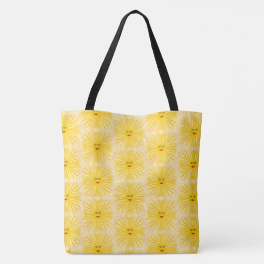 Tote Bag Soleil Jaune Rouge Soleil Face Enfants Plage Impri (Dos)