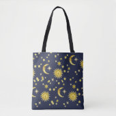 Tote Bag Soleil, Lune et étoiles (Devant)