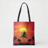 Tote Bag Soleil rouge Tropical Palm Beach (Devant)
