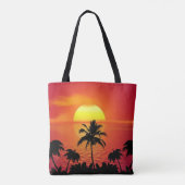 Tote Bag Soleil rouge Tropical Palm Beach (Dos)