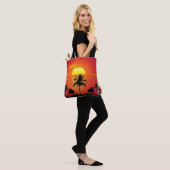 Tote Bag Soleil rouge Tropical Palm Beach (Sur le modèle)