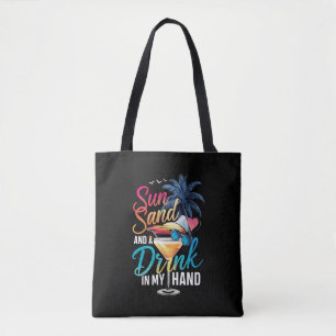 Tote Bag Soleil Sable et un Verre à la Main Croisière de Pl