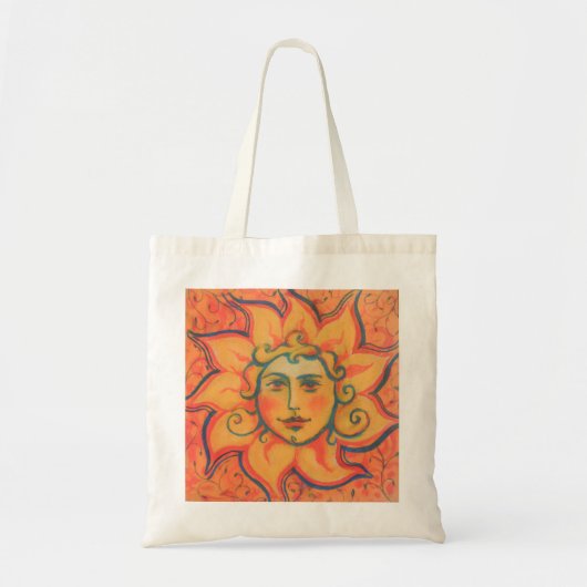Tote Bag Soleil souriant, Art Imaginaire Fairytale, Jaune o (Devant)