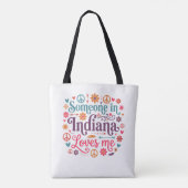Tote Bag Someone in Indiana Loves Me Boho Hippie Design (Dos)