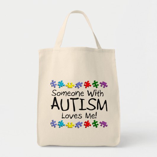 Tote Bag Somone avec l'autisme m'aime (pp) (Devant)