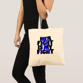 Tote Bag Son combat est mon combat Colon Cancer Blue Ribbon (Devant (produit))