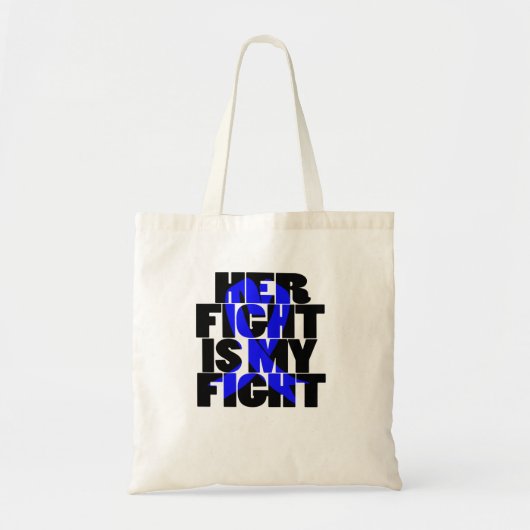 Tote Bag Son combat est mon combat Colon Cancer Blue Ribbon (Devant)