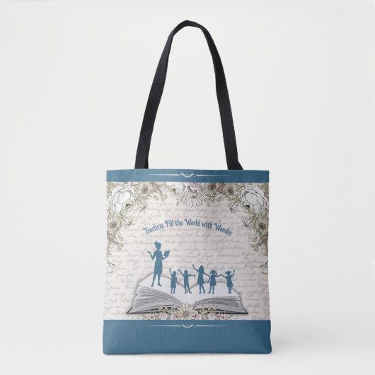 Tote Bag Sophisticated Floral Script Teacher Appreciation (Devant)