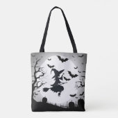 Tote Bag Sorcière avec chauves-souris drôle thème Halloween (Dos)