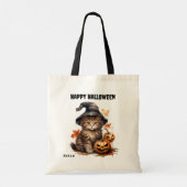 Tote Bag Sorcière Casquette Kitty Chat Jack o'Lantern Enfan (Dos)