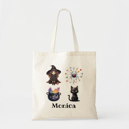 Tote Bag Sorcière Chat Noir Cauldron Witchcraft Halloween N (Devant)