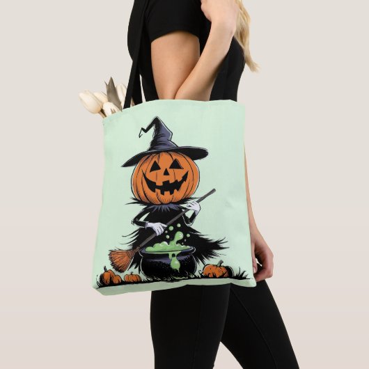 Tote Bag Sorcière citrouille (De près)