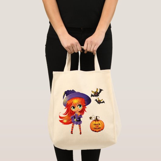 Tote Bag Sorcière de la fille-sac d'Halloween (Devant (produit))