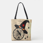 Tote Bag Sorcière d'Halloween Araignée Monogramme N Nom Par (Dos)