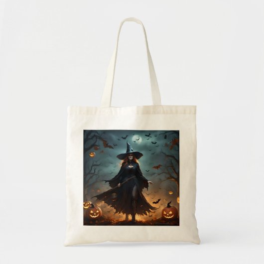 Tote Bag Sorcière d'Halloween effrayante, (Devant)