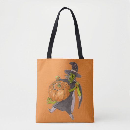 Tote Bag Sorcière d'Halloween et Danse Citrouille Drôle Drô (Devant)