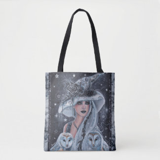 Tote Bag sorcière d'Halloween et hibou