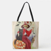 Sorcière d'Halloween vintage et chat noir
