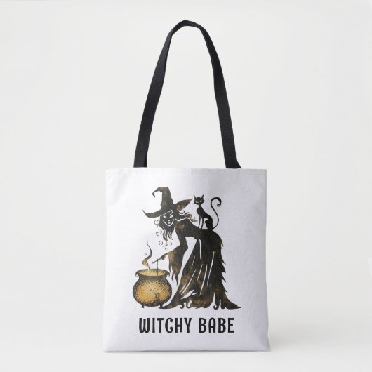 Tote Bag Sorcière et chat (Devant)