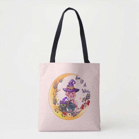 Tote Bag Sorcière et chat noir (Devant)