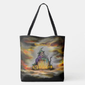 Tote Bag Sorcière et chat noir, Happy Halloween ! (Dos)