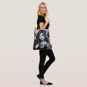 Tote Bag Sorcière gothique céleste et chat noir (Sur le modèle)