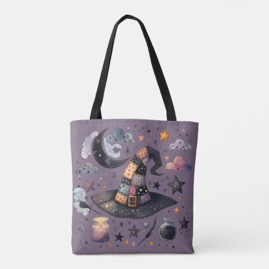 Tote Bag Sorcière lunaire Casquette et magie céleste (Dos)
