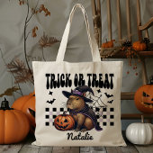 Tote Bag Sorcière Personnalisée Capybara Trick Ou Treat Can