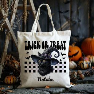 Tote Bag Sorcière Personnalisée Chat Noir Trick Ou Treat Ca
