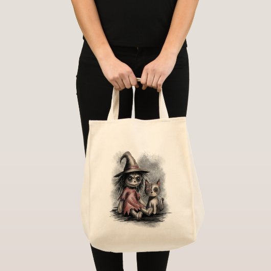 Tote Bag Sorcière Ragdoll et chat (Devant (produit))