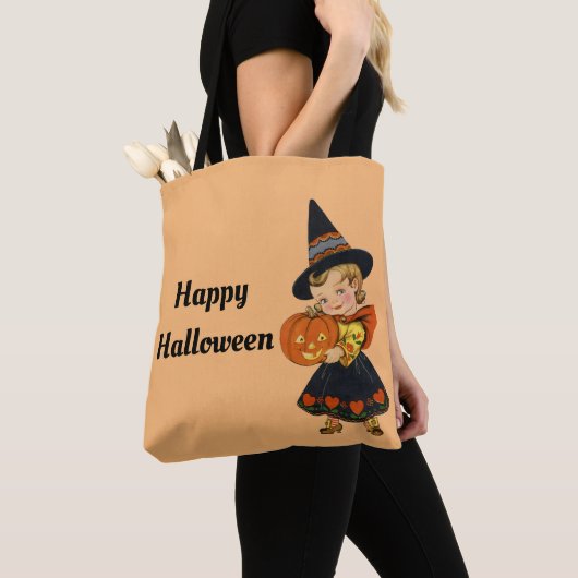 Tote Bag Sorcière rétro d'Halloween (De près)