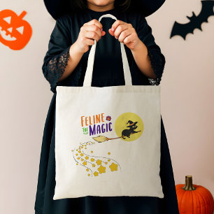 Tote Bag Sorcière Whimsical Chat noir mignonne Halloween mo