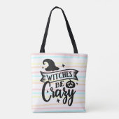 Tote Bag Sorcières Be Crazy Pastel Stripes Halloween (Dos)
