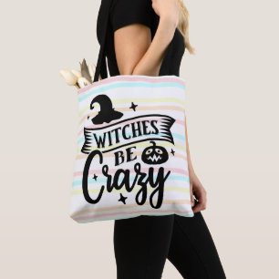 Tote Bag Sorcières Be Crazy Pastel Stripes Halloween