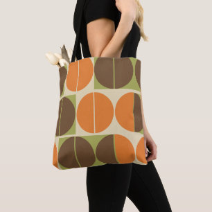 Tote Bag Soudain 70 Orange Brown Green Géométrique