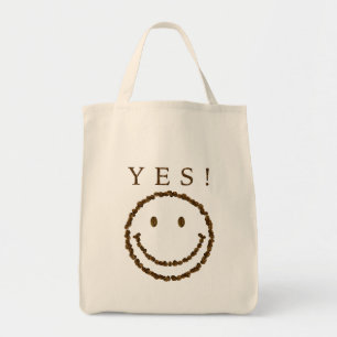 Tote Bag Souriez avec des haricots au café