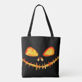 Tote Bag Sourire de citrouille lumineuse (Dos)