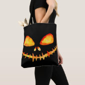 Tote Bag Sourire de citrouille lumineuse (De près)