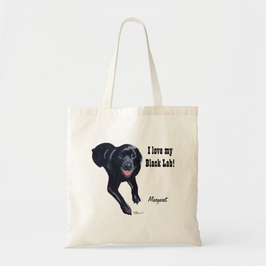 Tote Bag Sourire noir personnalisé de Labrador (Devant)
