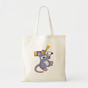 Tote Bag Souris au cricket avec chauve-souris de cricket