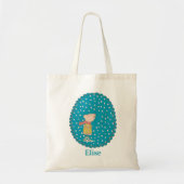 Tote Bag Souris chantante mignonne en bleu Personnalisée (Devant)