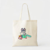 Tote Bag Souris comme coiffeur avec ciseaux et comble (Devant)